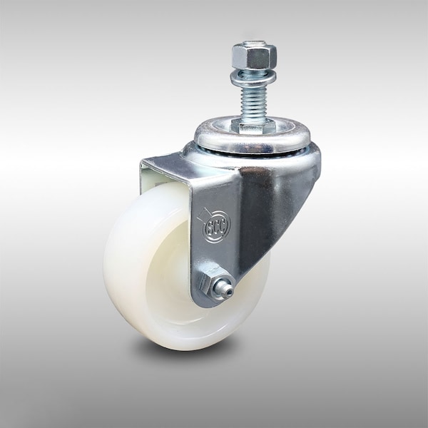 3 Inch SS Nylon Wheel Swivel 1/2 Inch Threaded Stem Caster Wheel